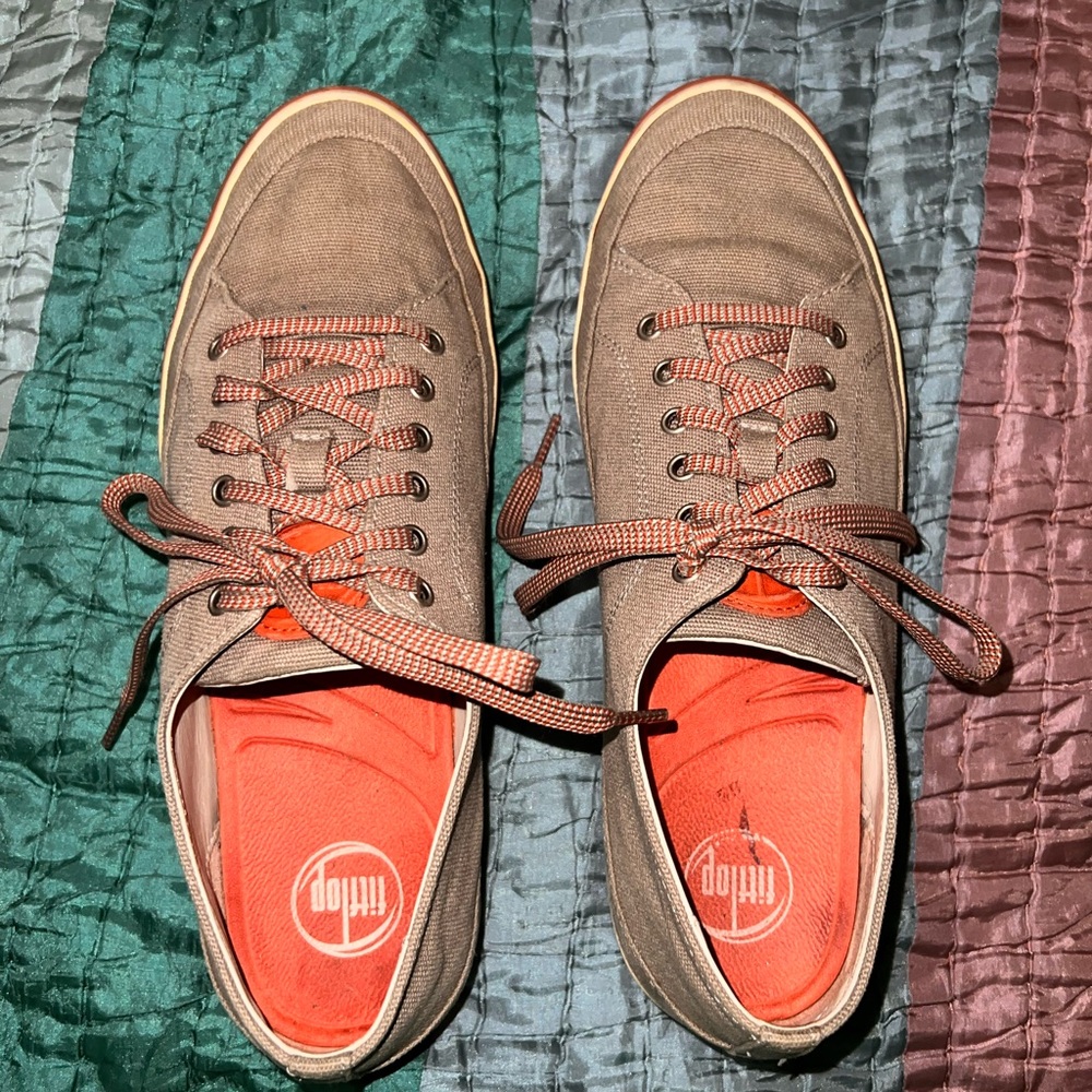 Fitflop Grey Tan and Orange Fashion Sneakers women’s size 11.